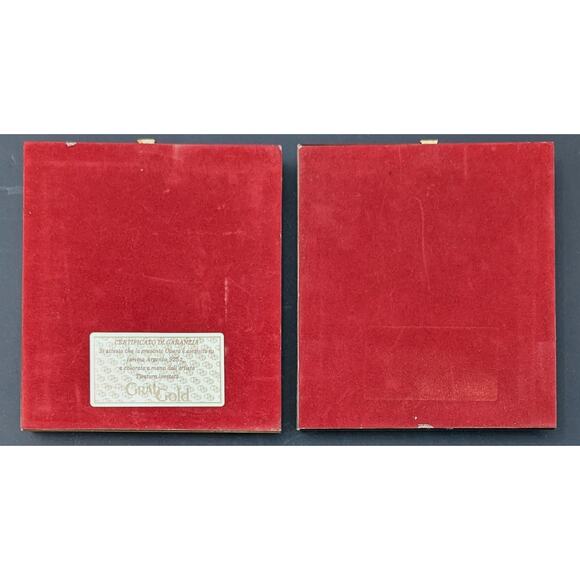 Italian Argento Hand painted Grafi Gold Miniature Framed Village Scenes Pair - Picture 2 of 6